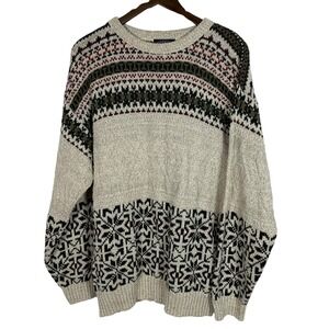 Vintage Cambridge Classics Cotton Sweater‎ Men's L Geometric Snowflake Holiday
